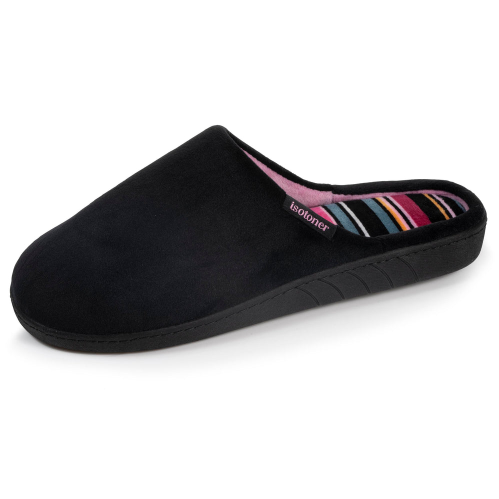 Chaussons mules Femme Noir rayures - Isotoner