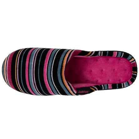 Chaussons mules Femme Rayures Roses - Isotoner