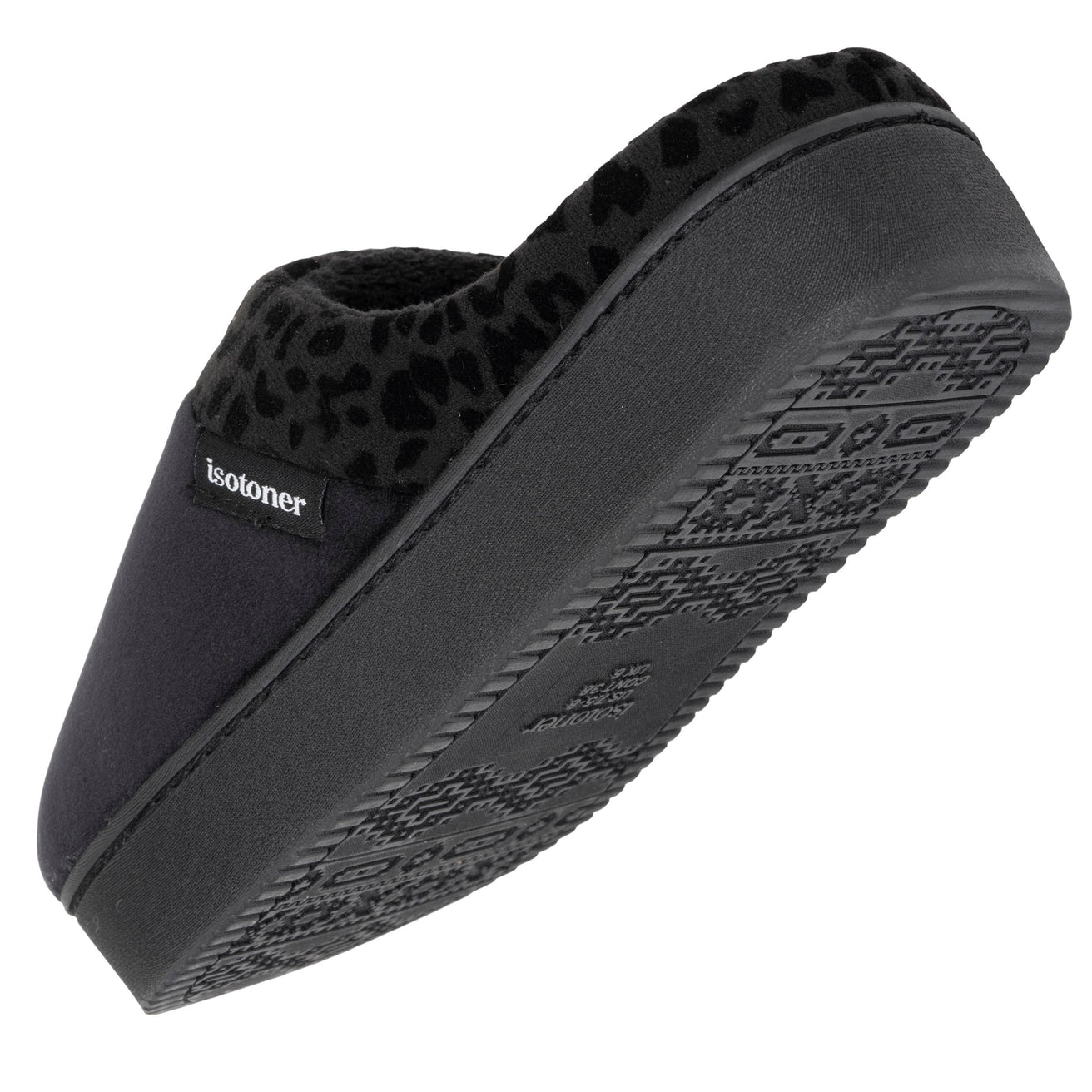 Chaussons mules Femme talon plateforme Léopard Noir