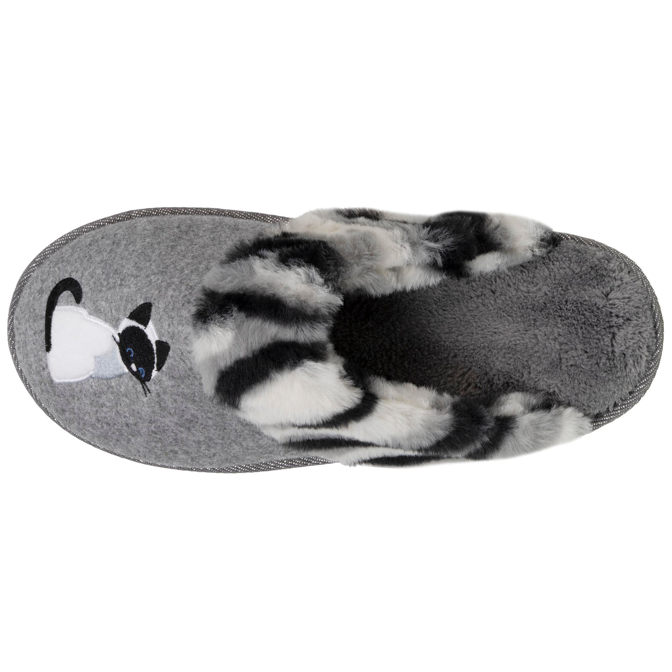 Chaussons mules Femme plates Chat Gris