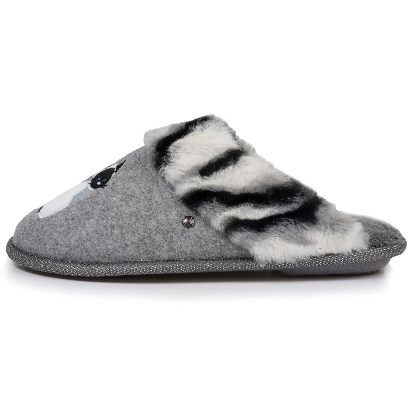 Chaussons mules Femme plates Chat Gris