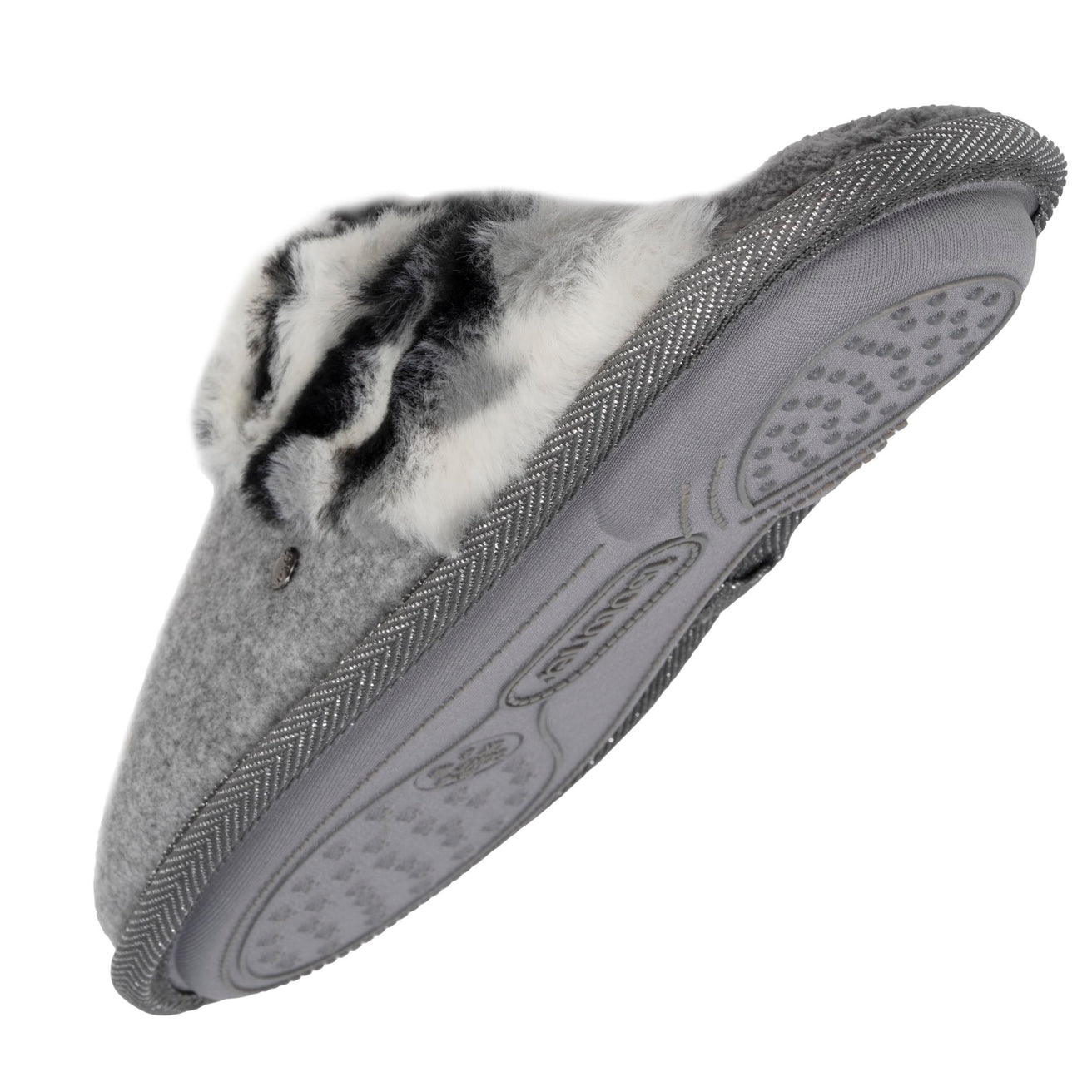 Chaussons mules Femme plates Chat Gris
