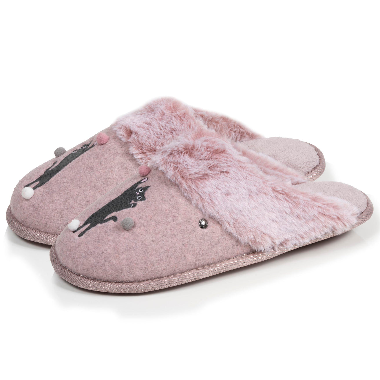 Chaussons mules Femme plates Rose chiné