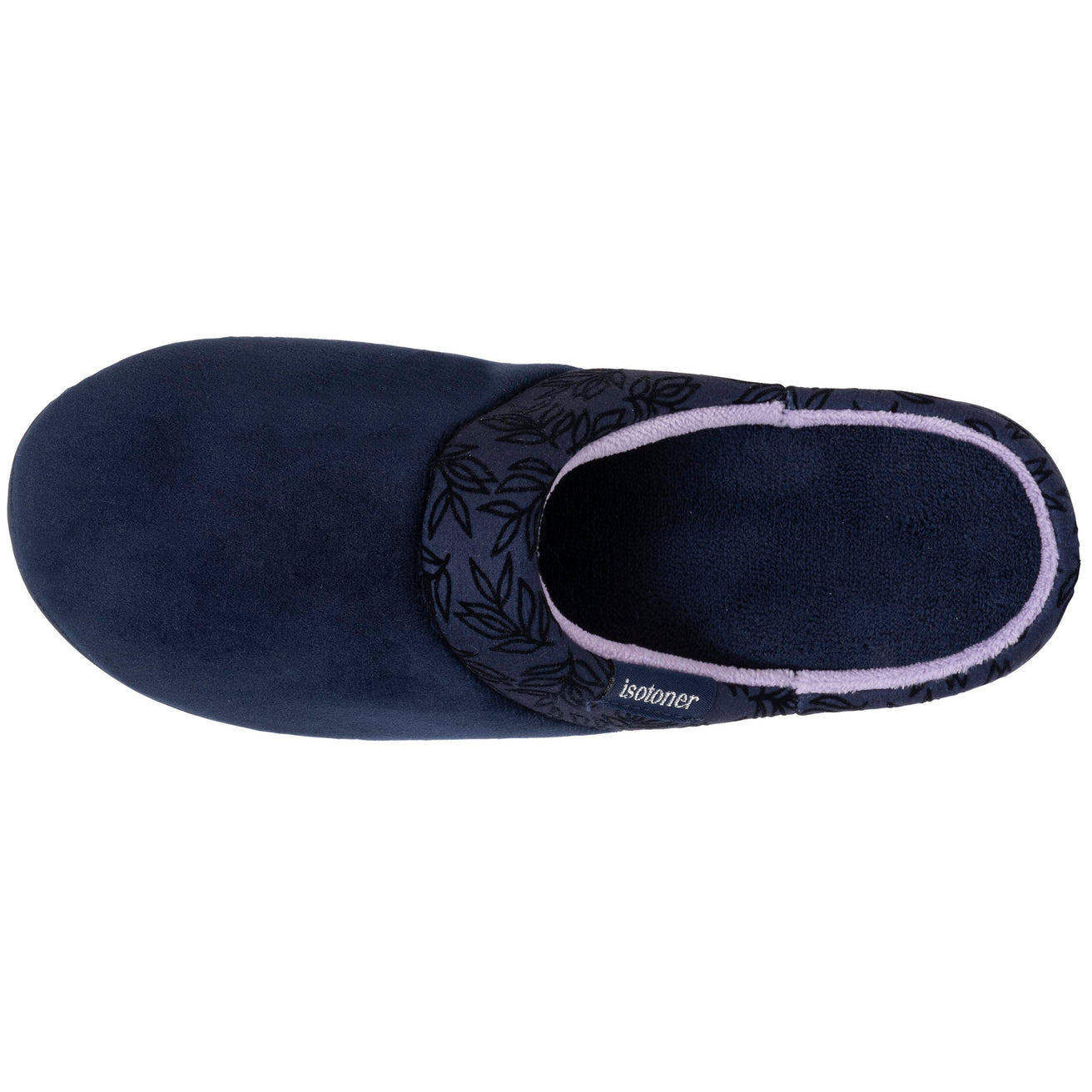 Chaussons mules Femme talon feuilles Marine