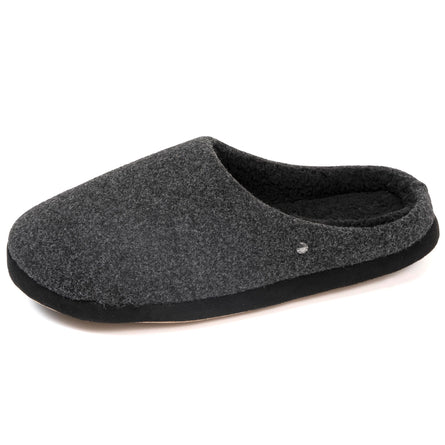 Chaussons mules Homme Noir feutrine chinée - Isotoner