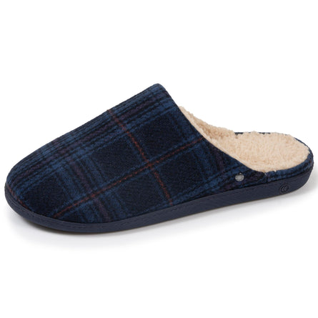 Chaussons mules Homme Tartan bleus - Isotoner