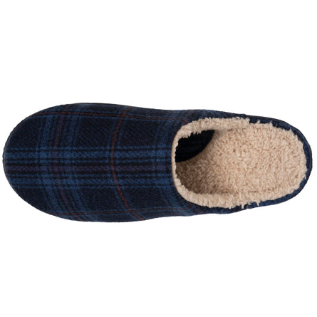 Chaussons mules Homme Tartan bleus - Isotoner