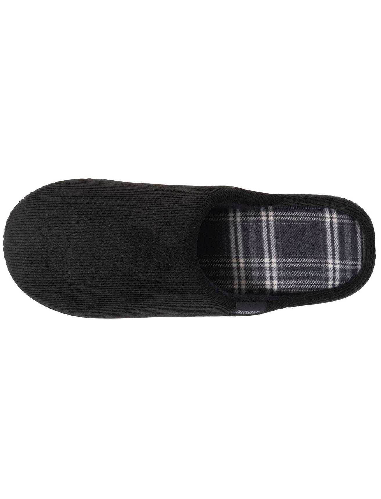 Chaussons mules Homme tartan Noir