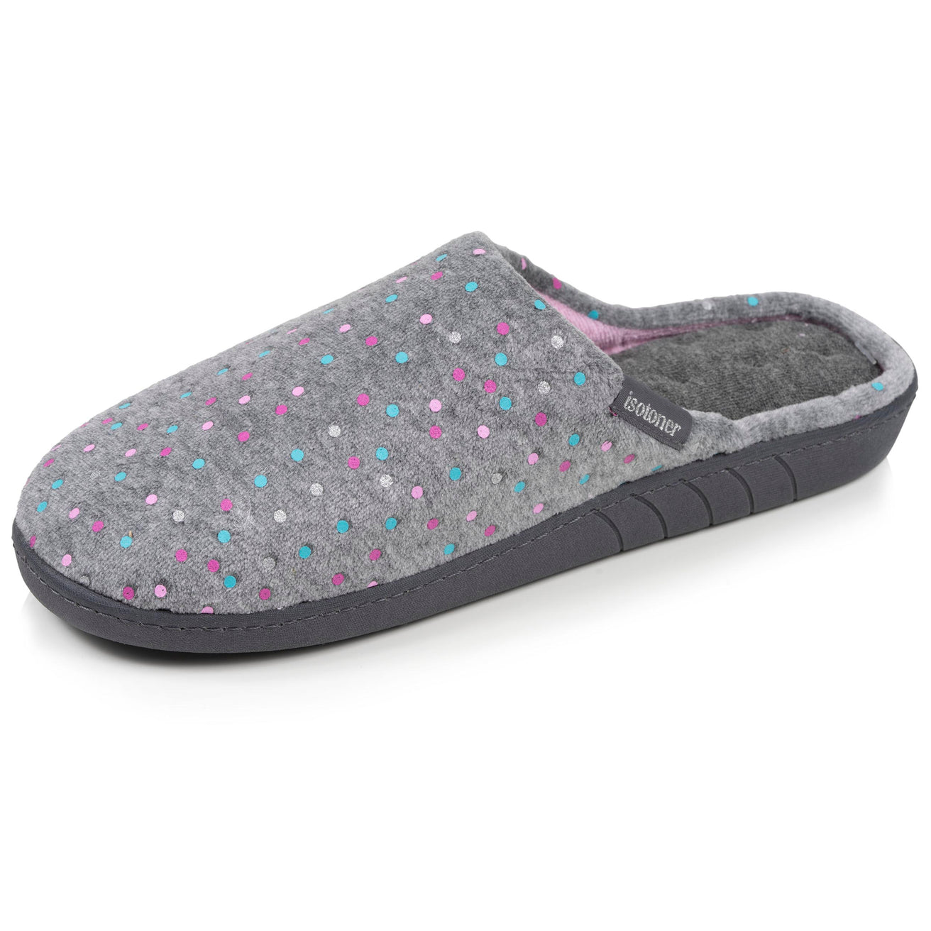 Chaussons mules Femme ergonomiques Pois gris