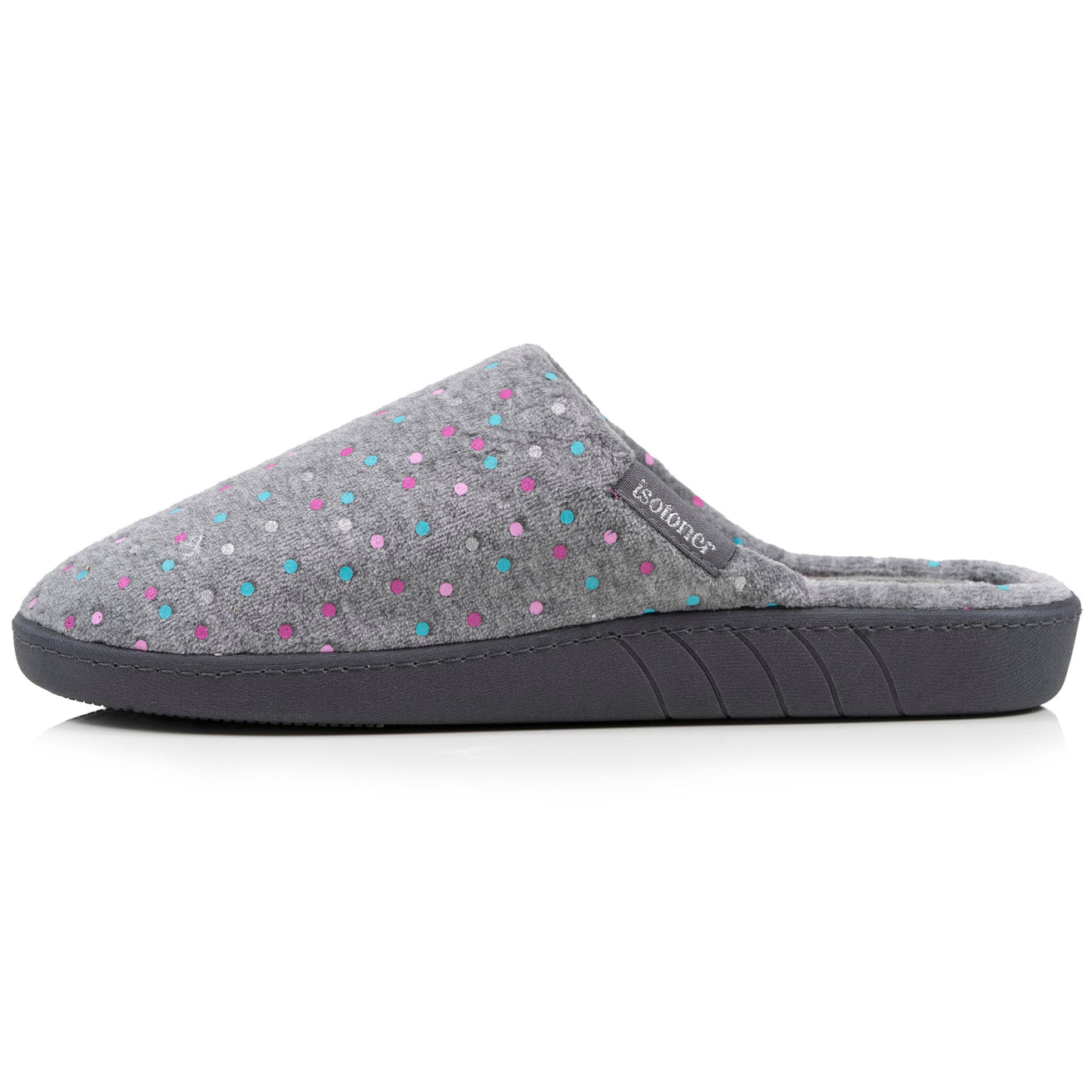 Chaussons mules Femme ergonomiques Pois gris
