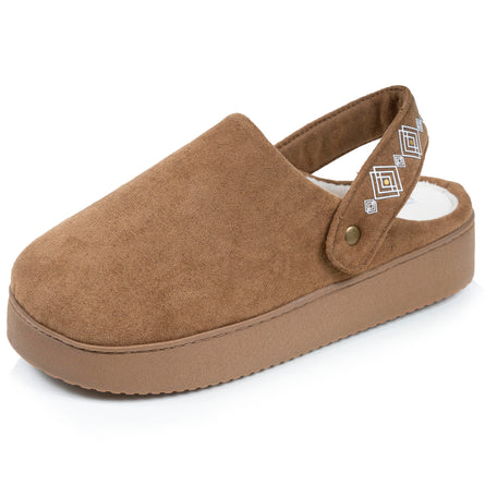 Chaussons mules plateforme Femme à bride Camel - Isotoner