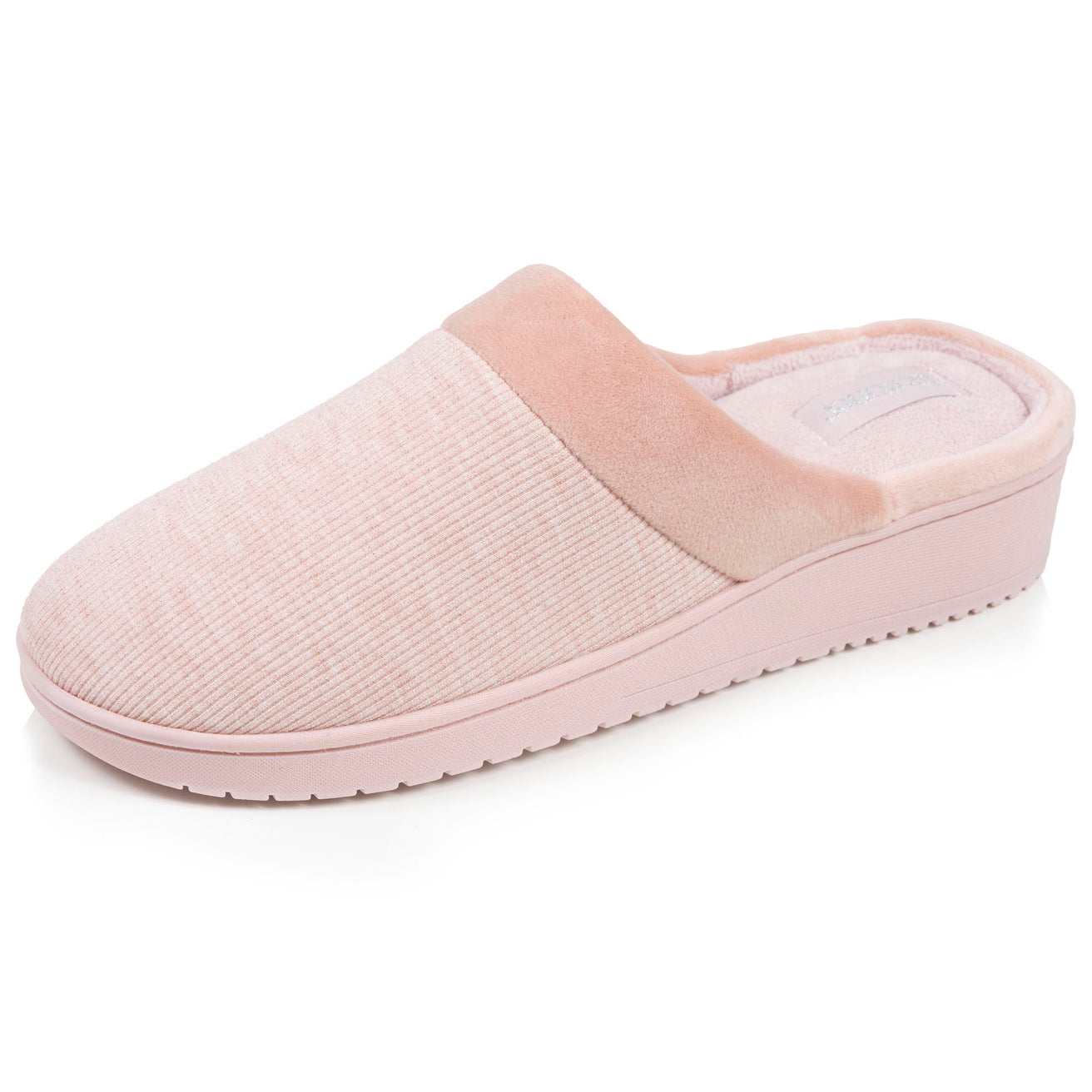 Mujer Zapatillas de casa tacón Blush banda de terciopelo