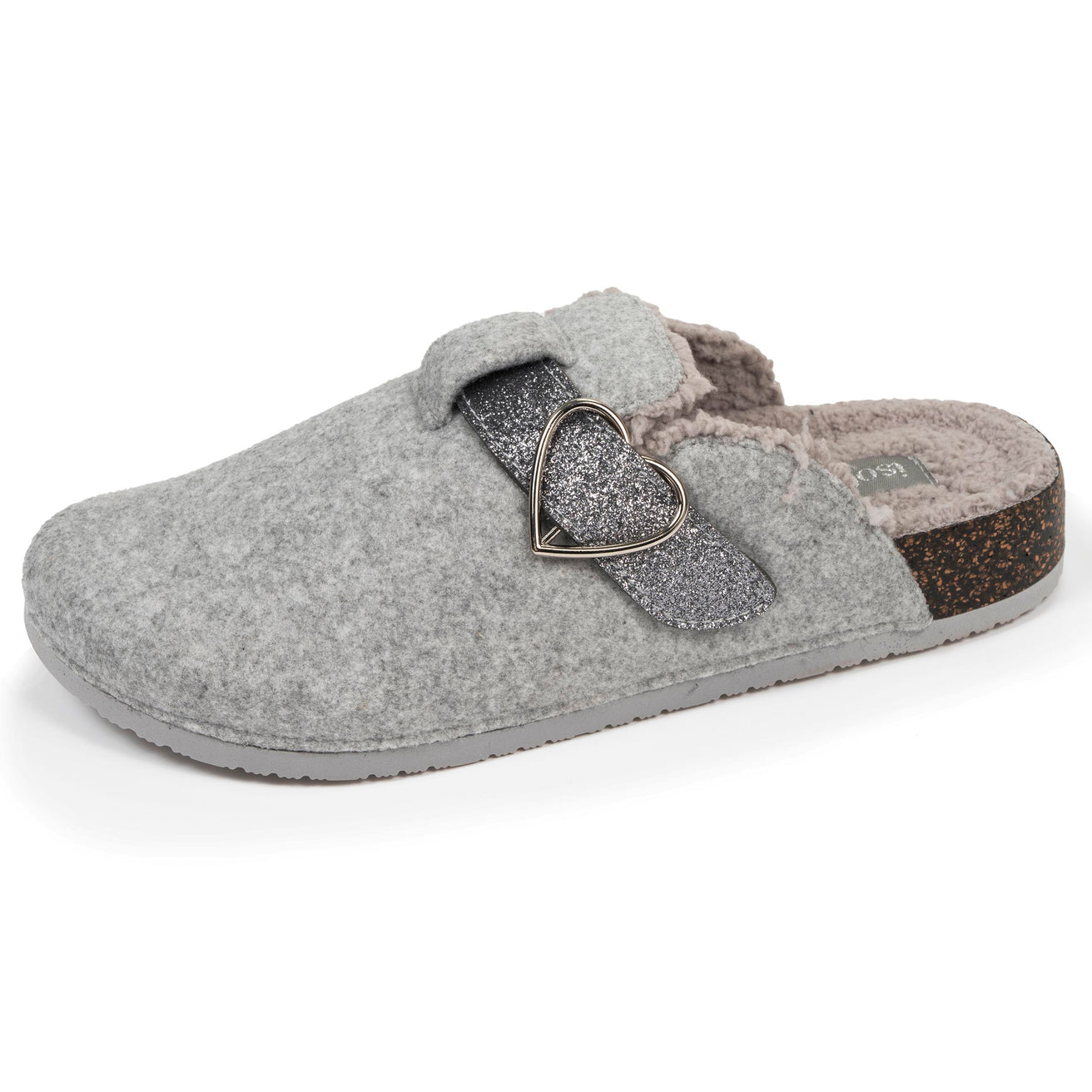 Chaussons sabots Femme Gris chiné paillettes