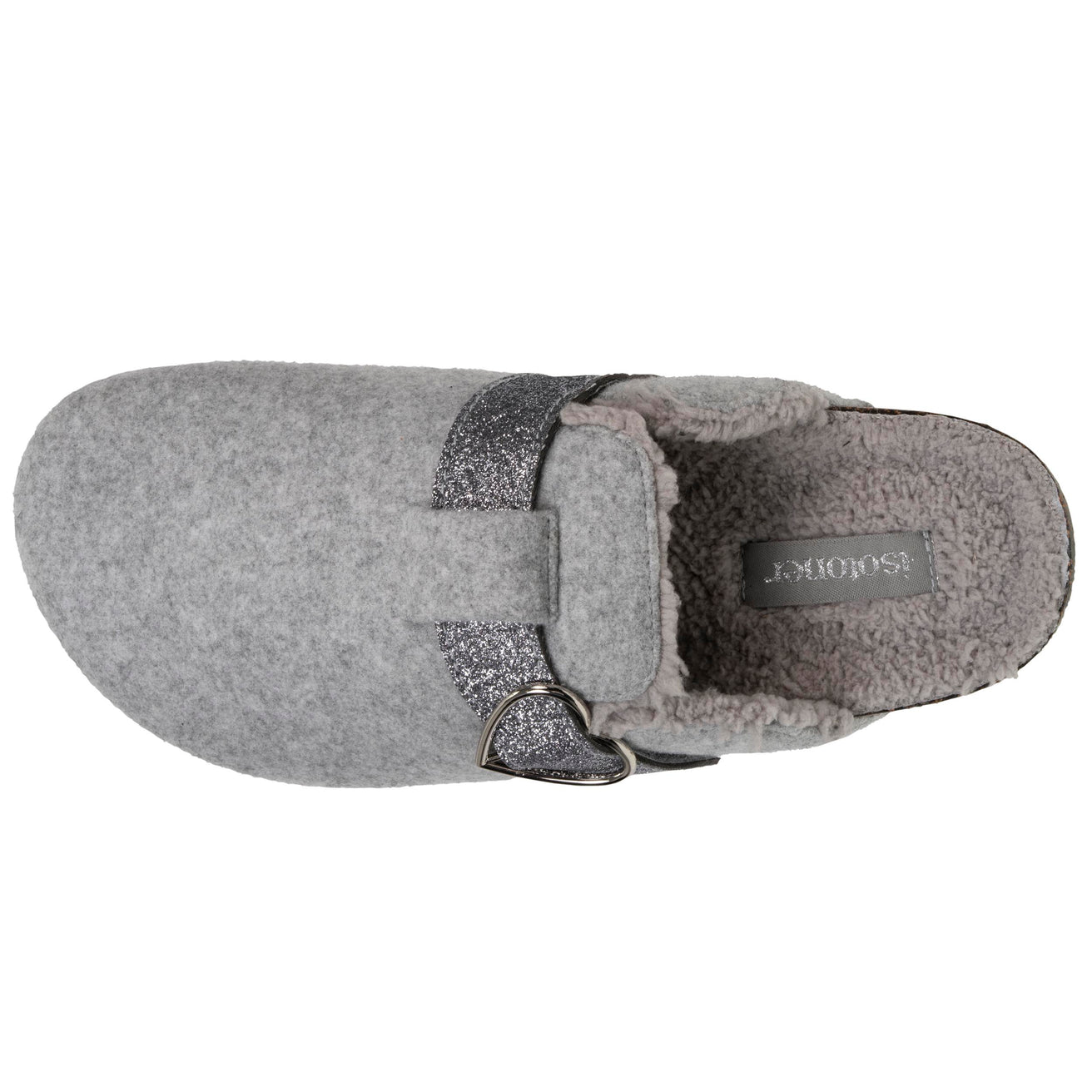 Chaussons sabots Femme Gris chiné paillettes