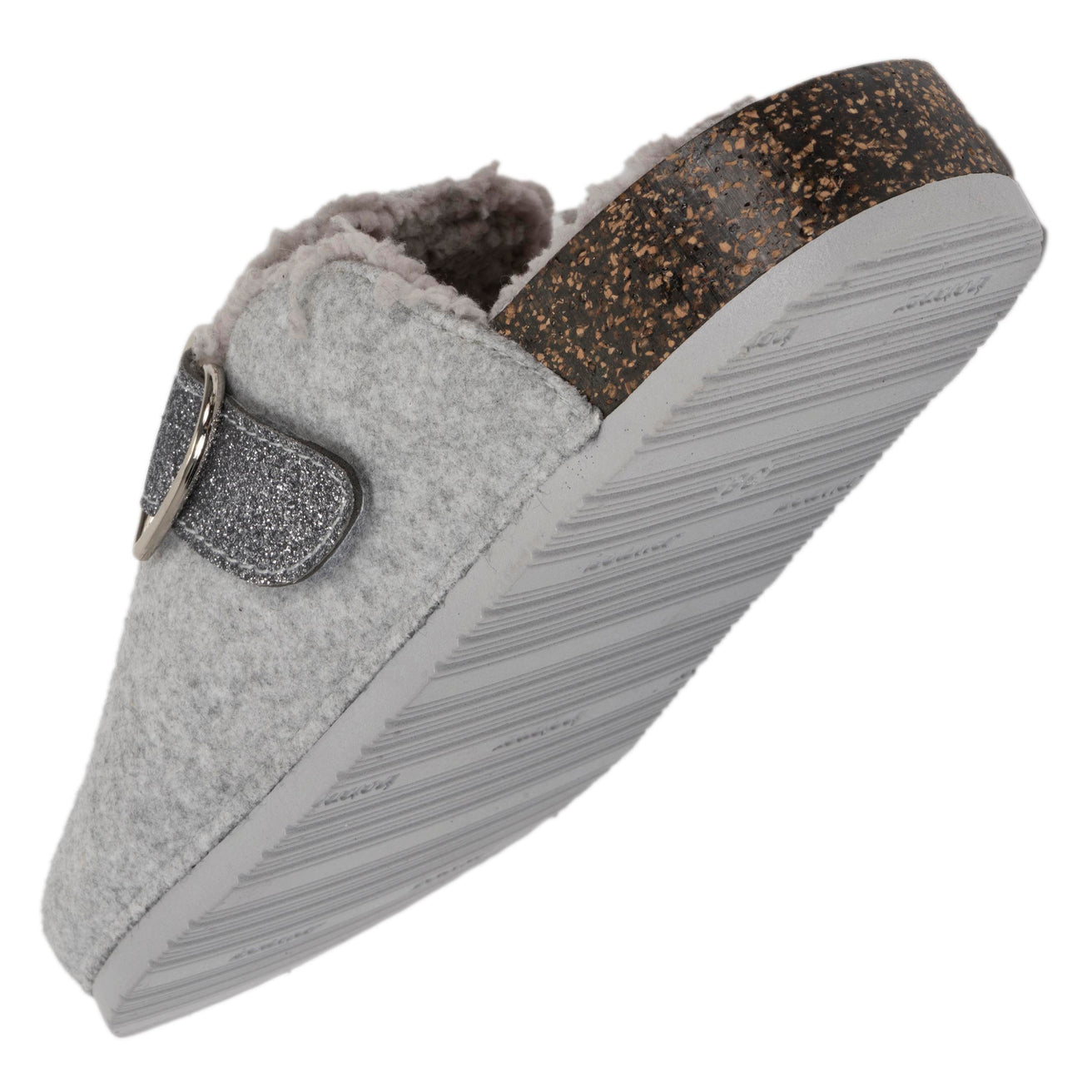 Chaussons sabots Femme Gris chiné paillettes