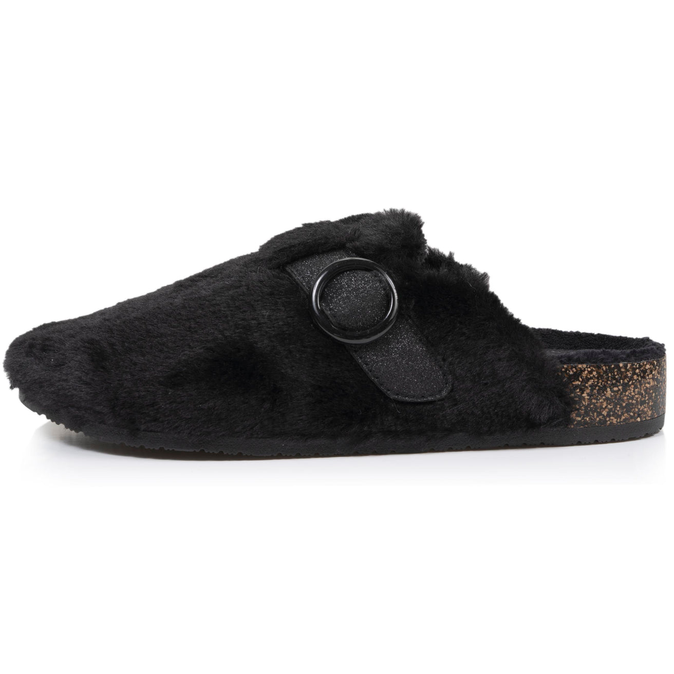 Chaussons sabots Femme Noir imitation fourrure