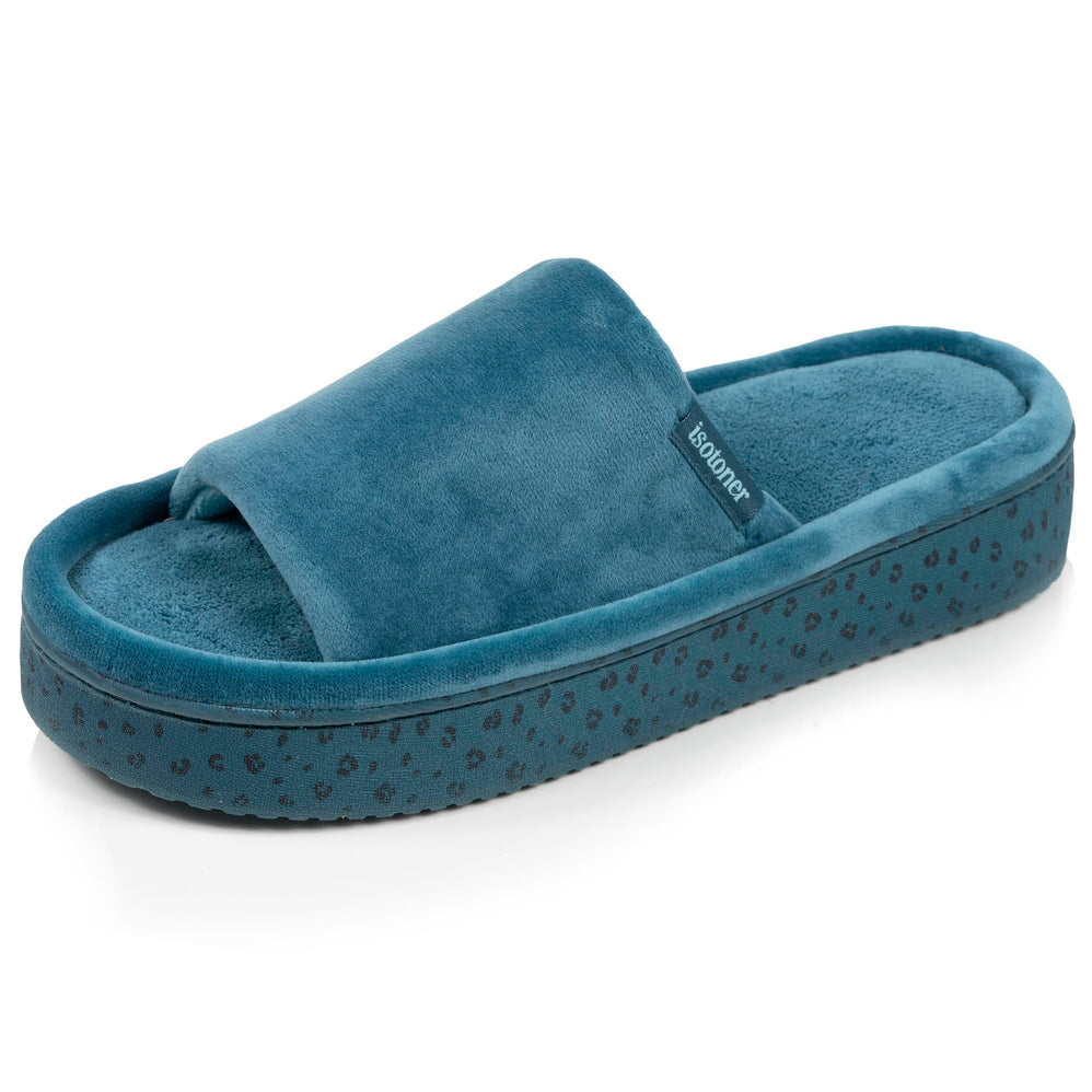 Chaussons sandales plateforme Femme Bleu canard - Isotoner