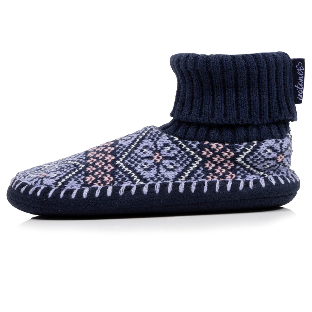 Zapatillas de casa escandinavas Mujer Jacquard Marino