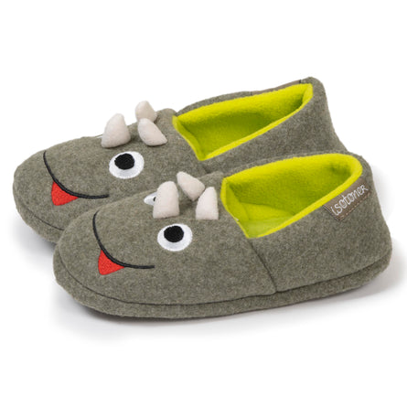 Chaussons slippers Garçon Dinosaure Kaki chiné - Isotoner