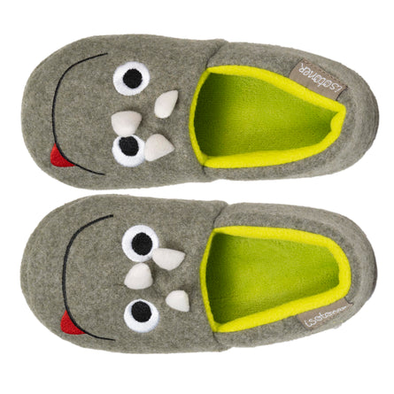 Chaussons slippers Garçon Dinosaure Kaki chiné - Isotoner