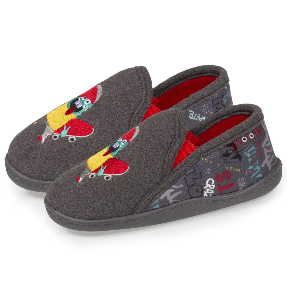 Zapatillas de casa mocasines Niños Mounstruo Gris - Isotoner