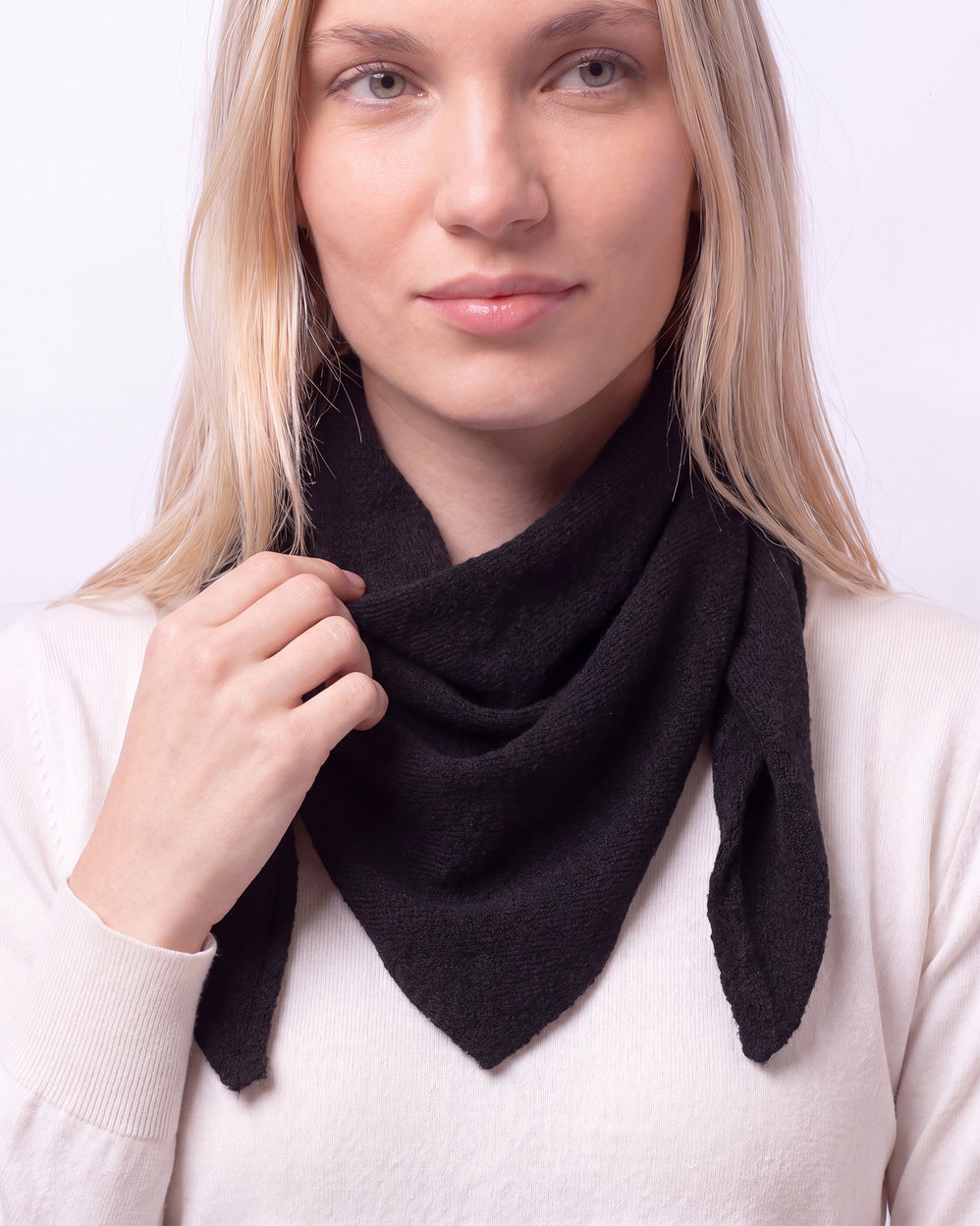 Écharpe Bandana triangle Femme Maille Noir - Isotoner