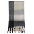Echarpe-plaid Femme avec franges Beige/Gris