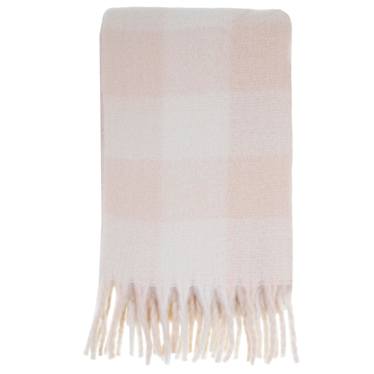 Echarpe plaid Femme avec franges Crème