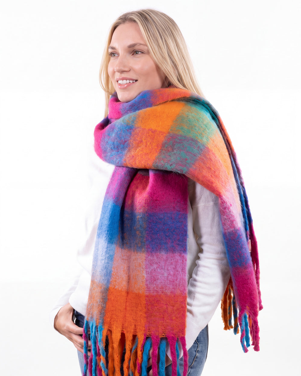 Écharpe plaid Femme avec franges Multicolore - Isotoner