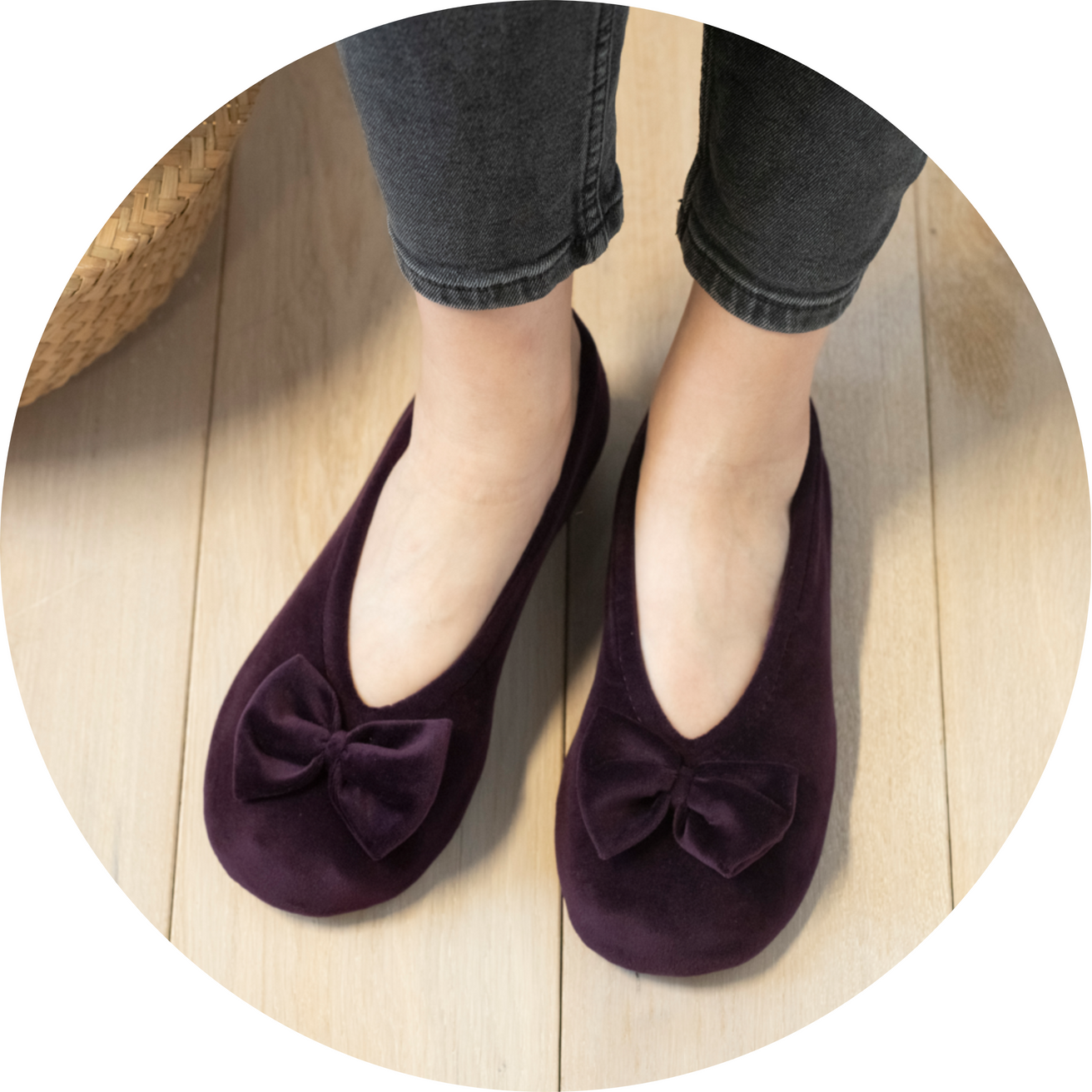 Chaussons ballerines Femme Nœud Aubergine