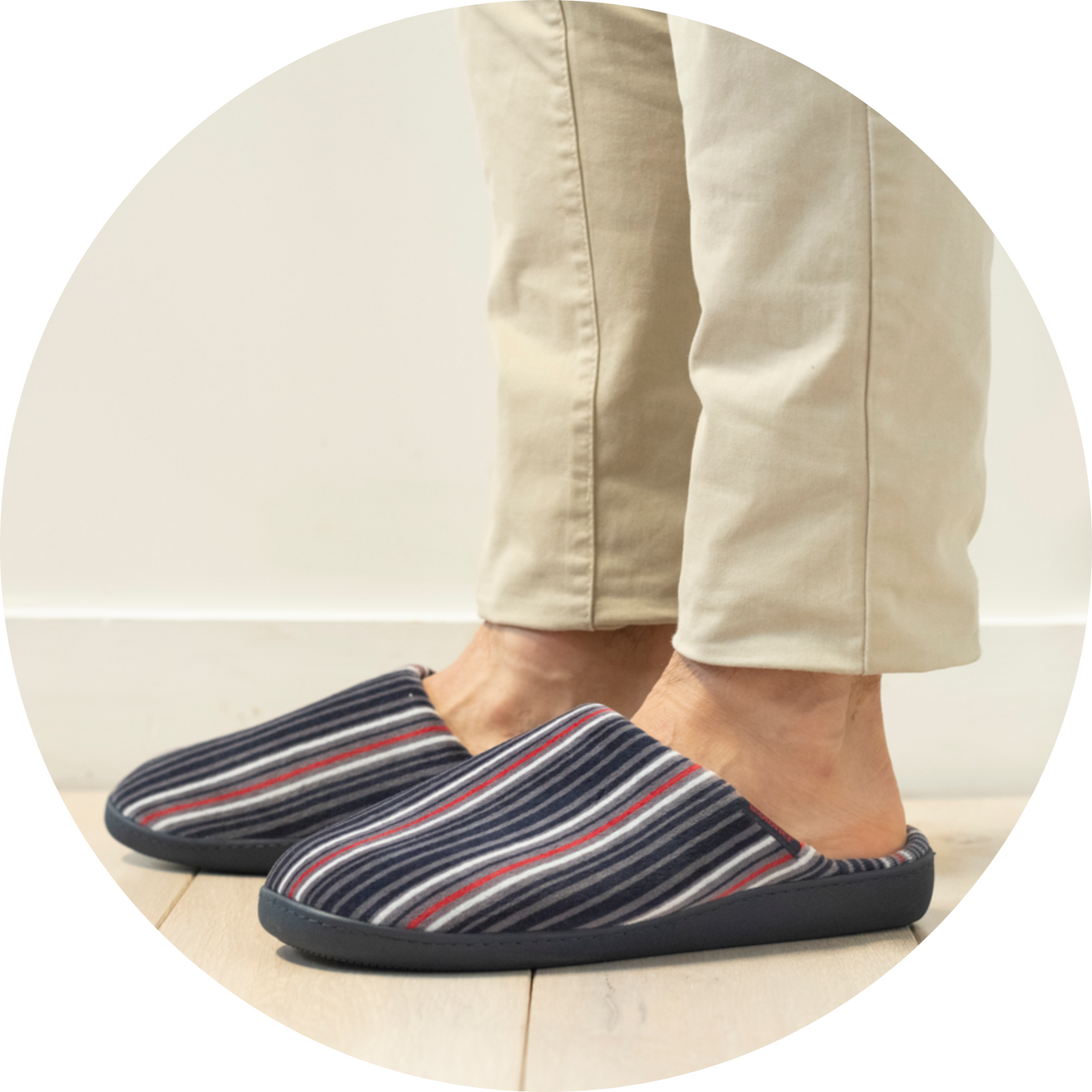 Chaussons mules Homme Rayures bleues