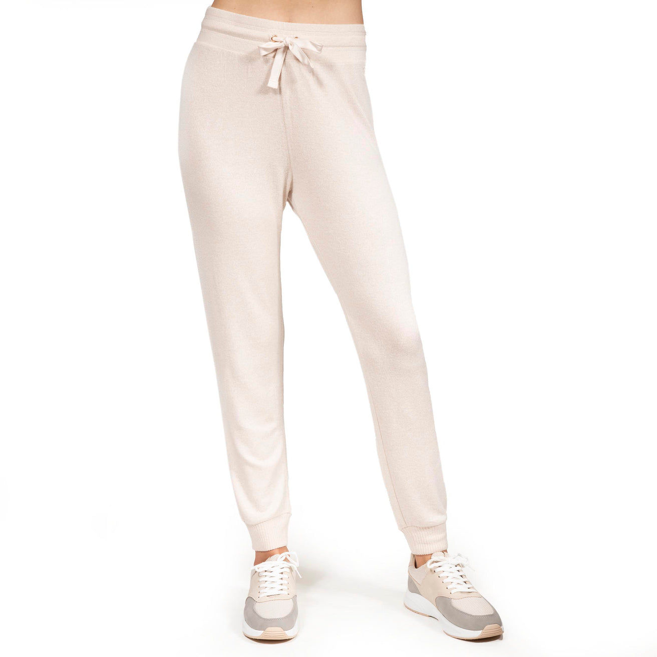 Ensemble Homewear T-shirt cache-cœur et pantalon jogger Beige