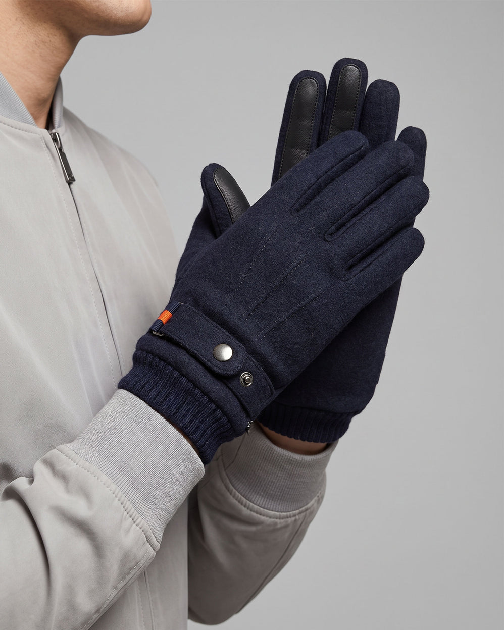 Gants Homme tissu lainé Marine - Isotoner