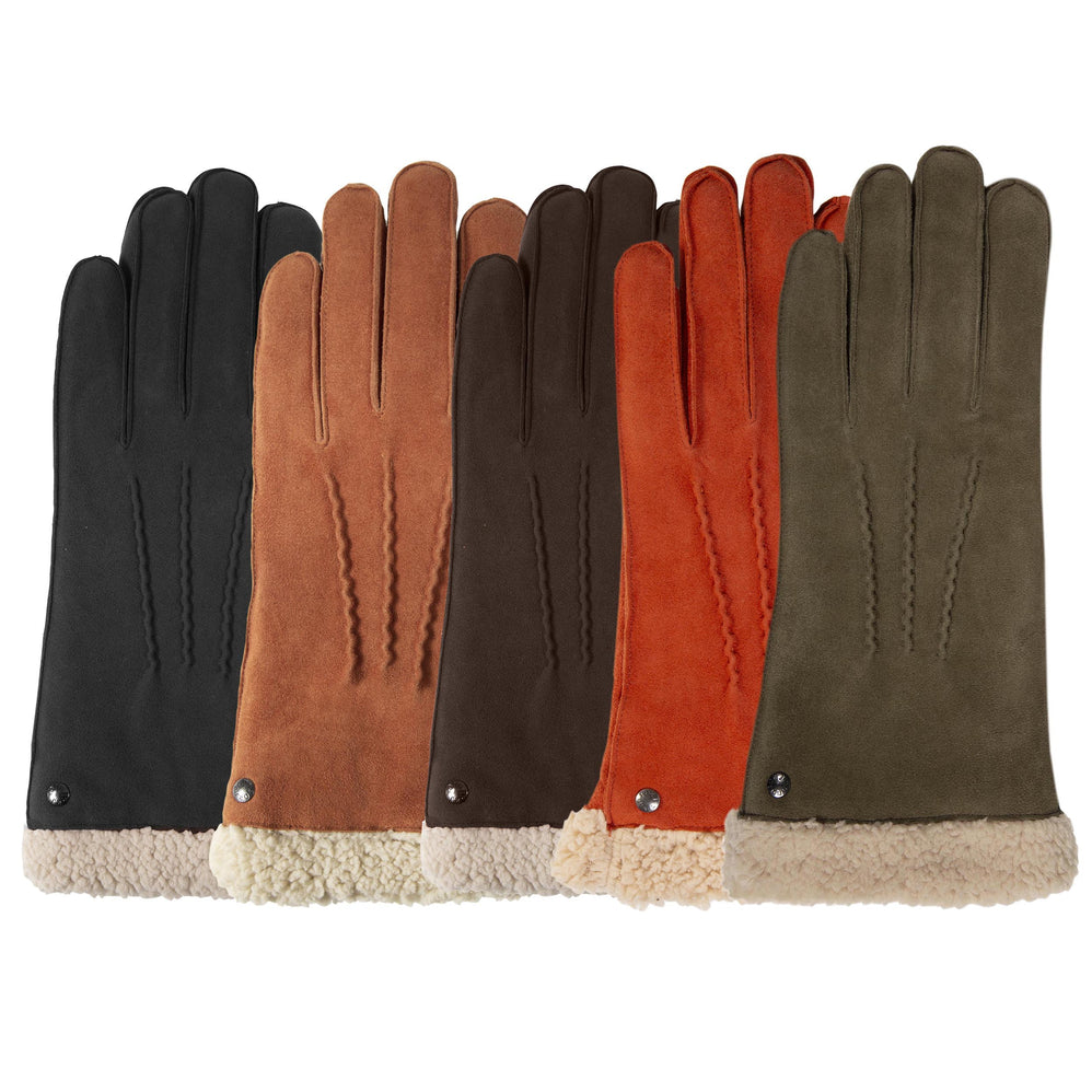 Gants Femme Cuir velours fourré Marron - Isotoner