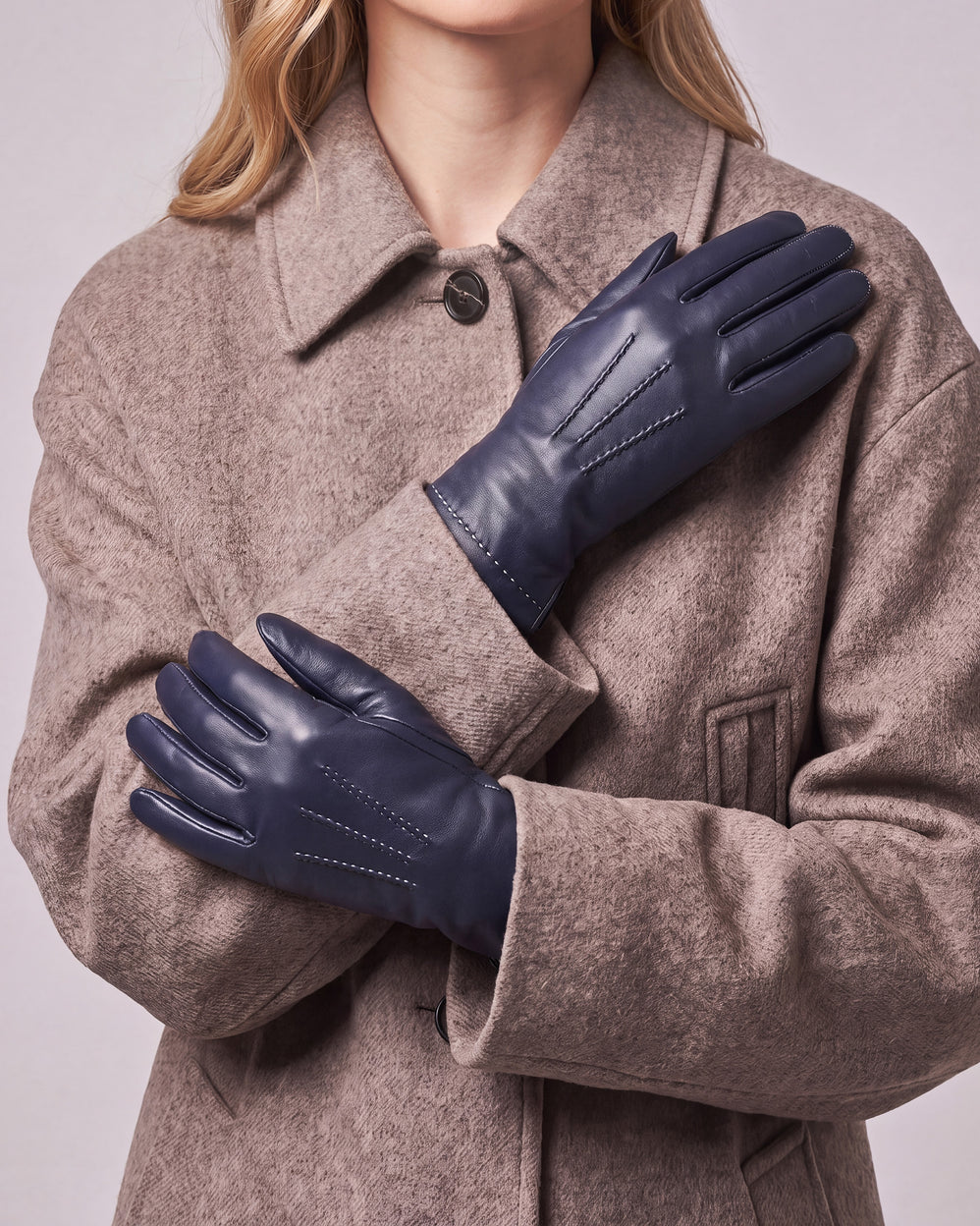 Gants Femme 3 baguettes cuir Denim - Isotoner