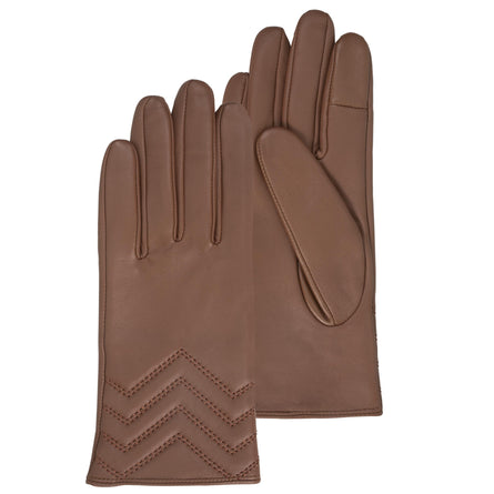 Gants Femme Cuir d'agneau Cognac surpiqûres - Isotoner