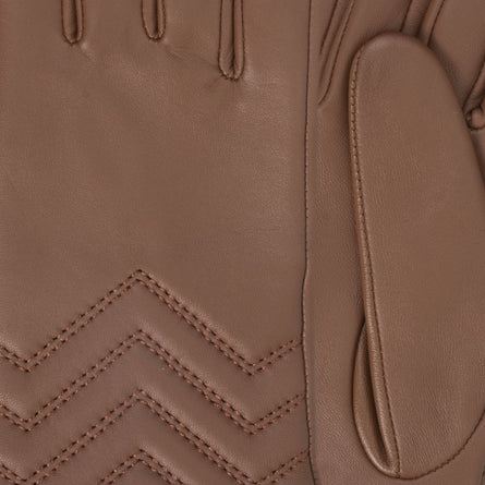 Gants Femme Cuir d'agneau Cognac surpiqûres - Isotoner