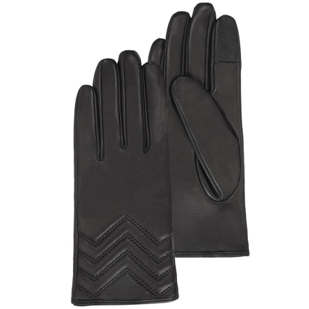 Gants Femme Cuir d'agneau Noir détails surpiqûres - Isotoner