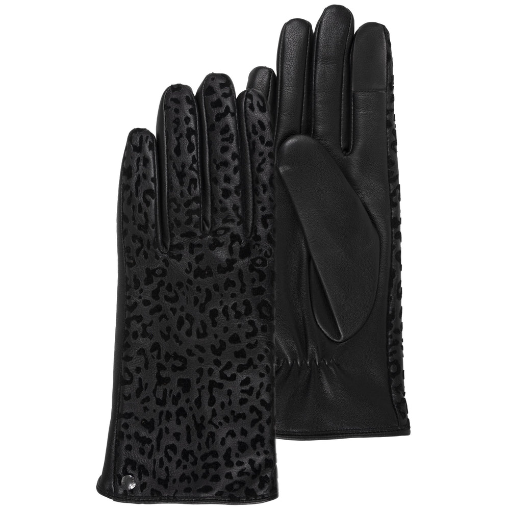 Guantes Mujer Táctiles Cuero de cordero Negro Leopardo - Isotoner