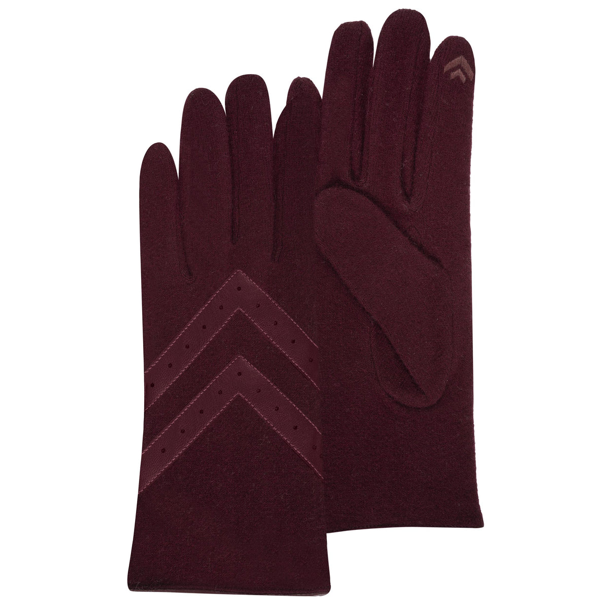 Gants Femme Tactiles Laine Bordeaux