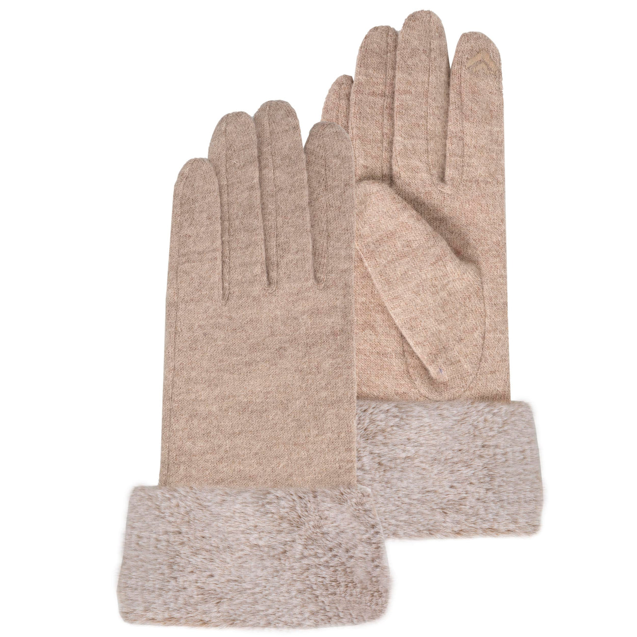 Gants Femme compatible écrans tactiles laine Beige