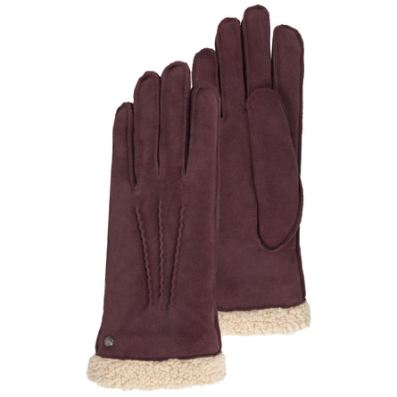Gants Femme cuir velours fourrés Bordeaux - Isotoner