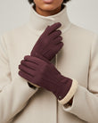 Gants Femme cuir velours fourrés Bordeaux
