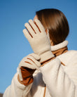 Gants Femme tactiles Cuir Chaud Sherpa/Cognac