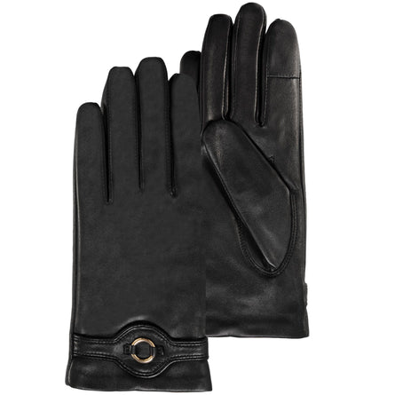 Gants Femme tactiles cuir boucle Noir