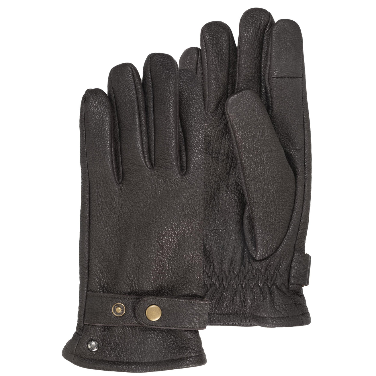 Gants cuir Homme Marron patte de resserrage