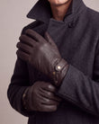 Guantes Hombre cuero Marrón lengüeta de ajuste