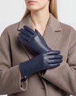 Gants Femme cuir doublé soie Marine