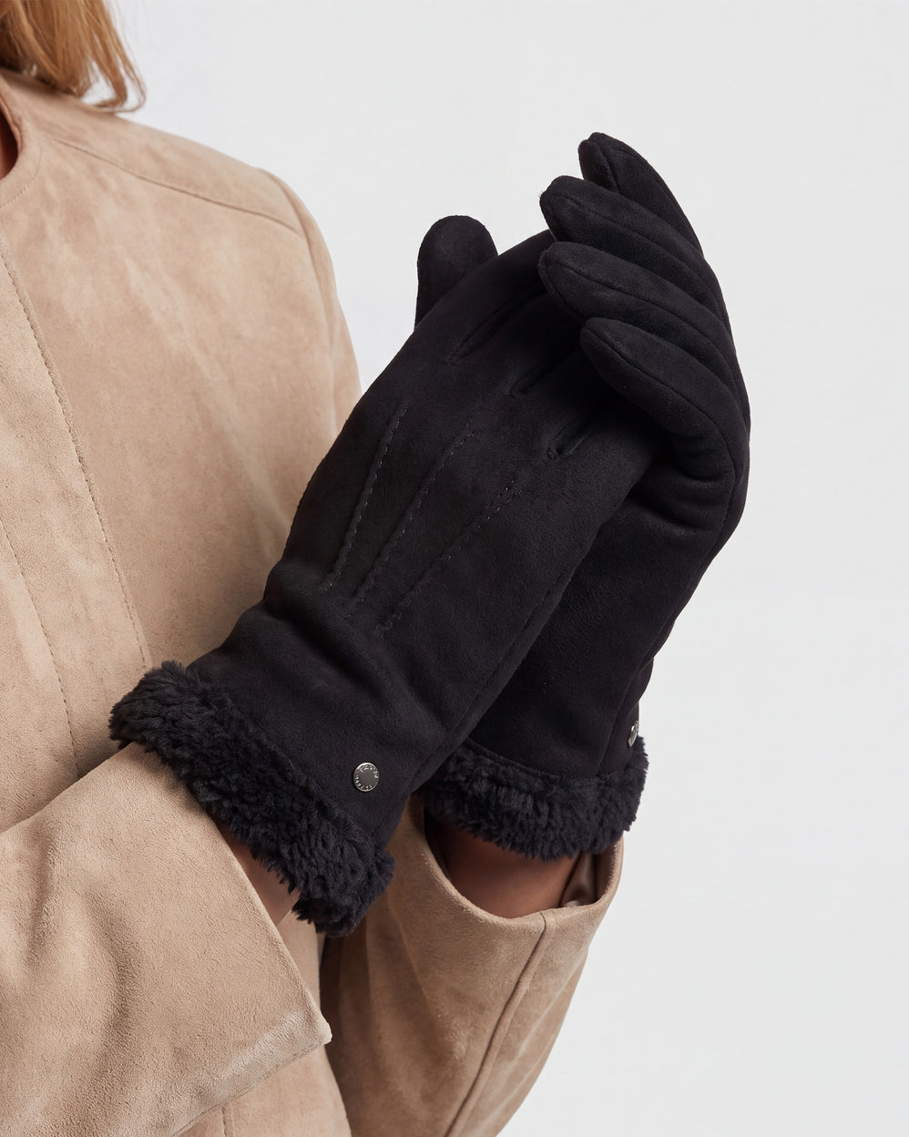 Gants Femme cuir velours fourrés Noir - Isotoner