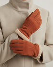 Gants Femme cuir velours fourrés Mandarine